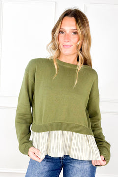 Olive You More Bow Back Sweater