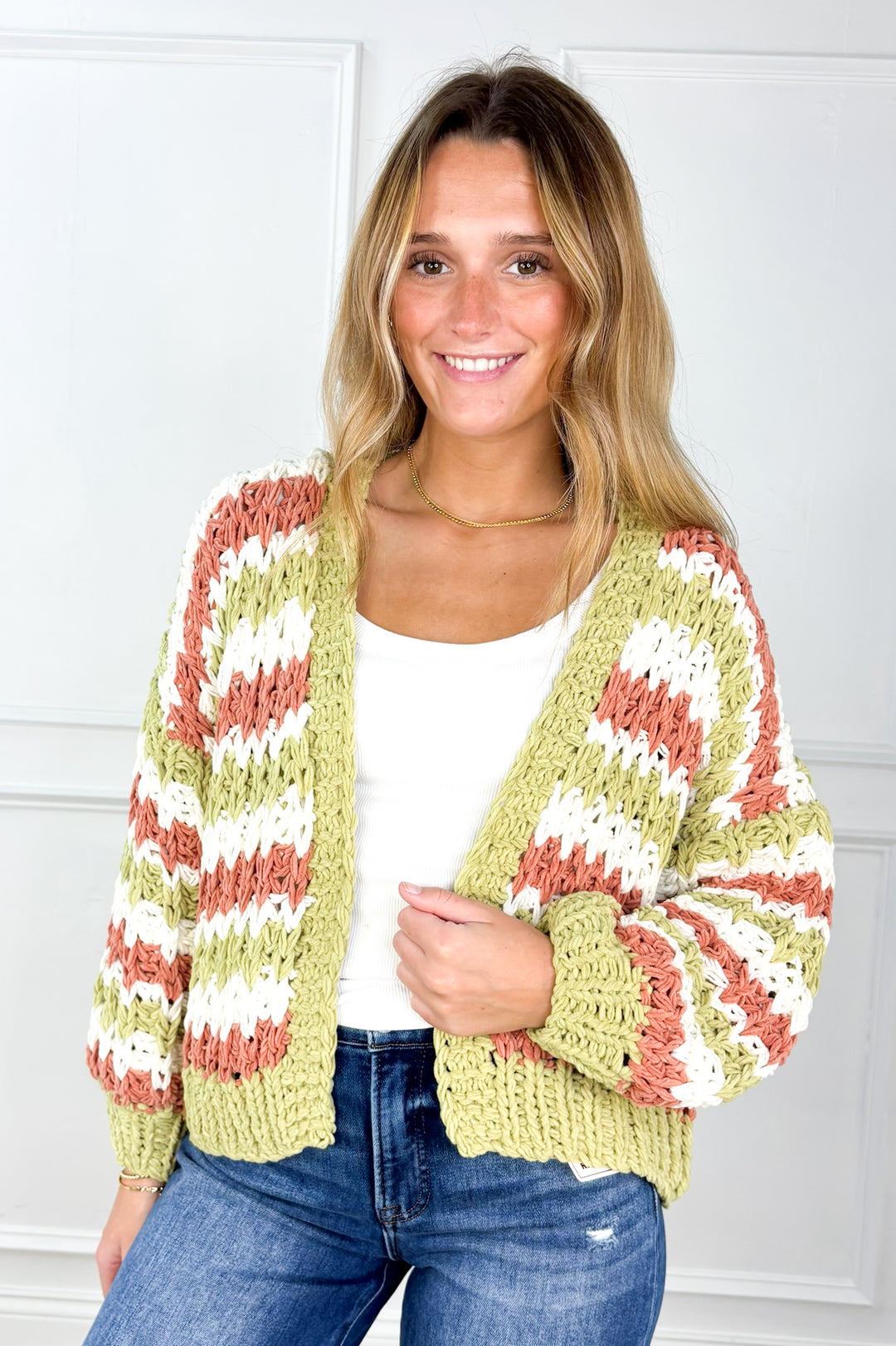 Free Spirit Striped Chunky Knit Cardigan