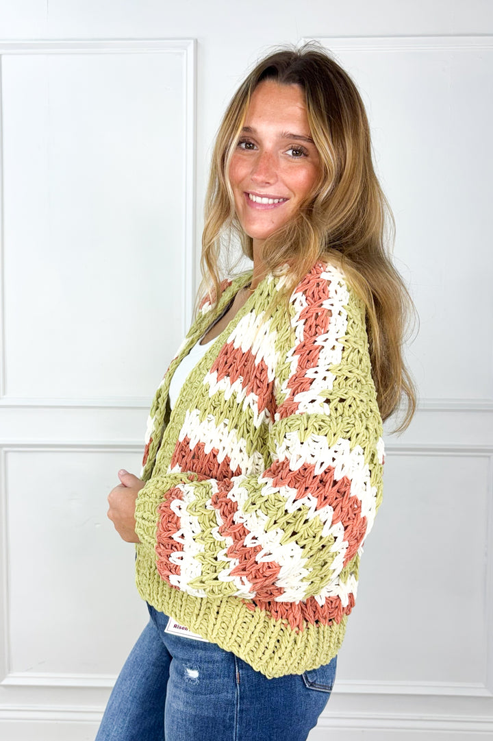 Free Spirit Striped Chunky Knit Cardigan