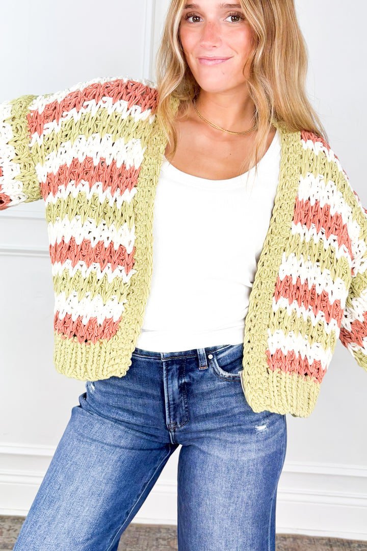 Free Spirit Striped Chunky Knit Cardigan