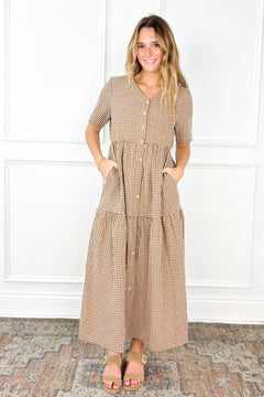 Gingham Button Down Midi Dress