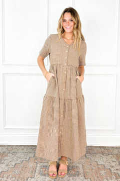 Gingham Button Down Midi Dress
