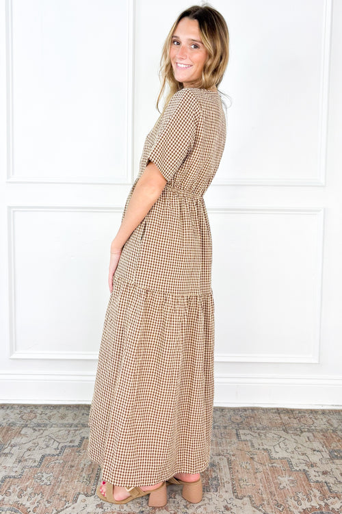 Gingham Button Down Midi Dress
