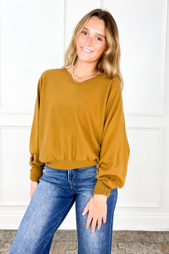 Effortless V-Neck Dolman Sweater