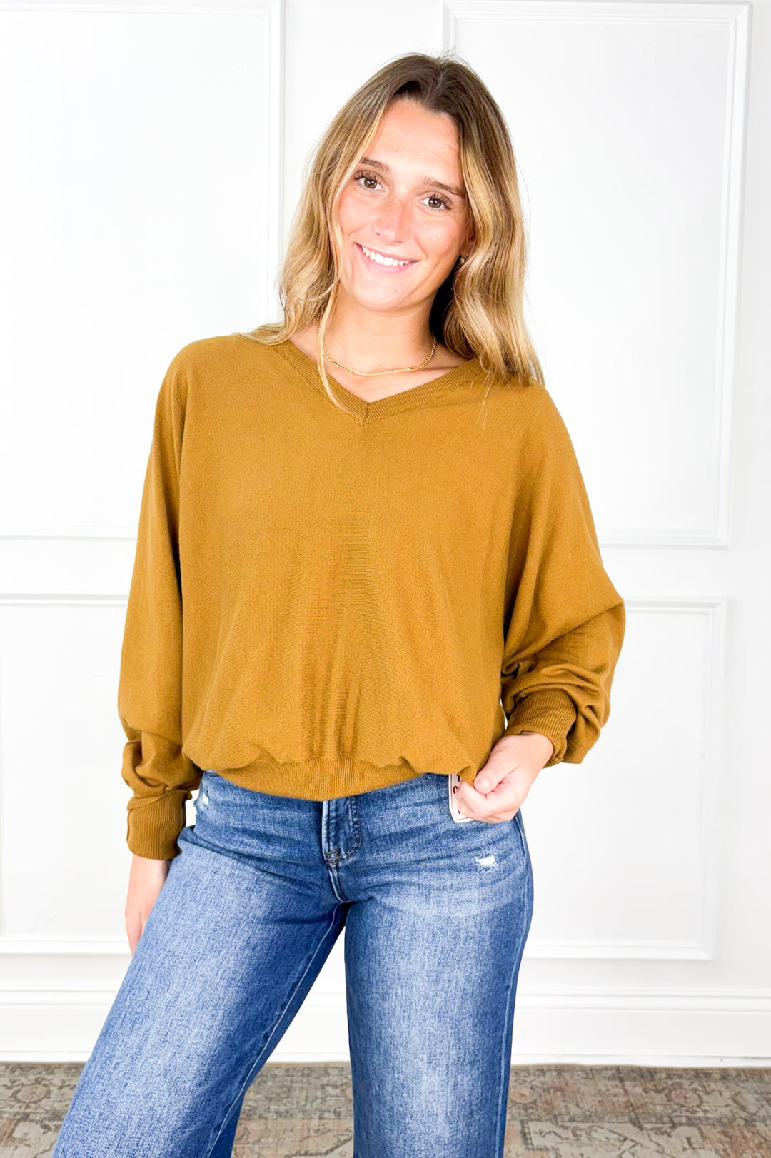 Effortless V-Neck Dolman Sweater