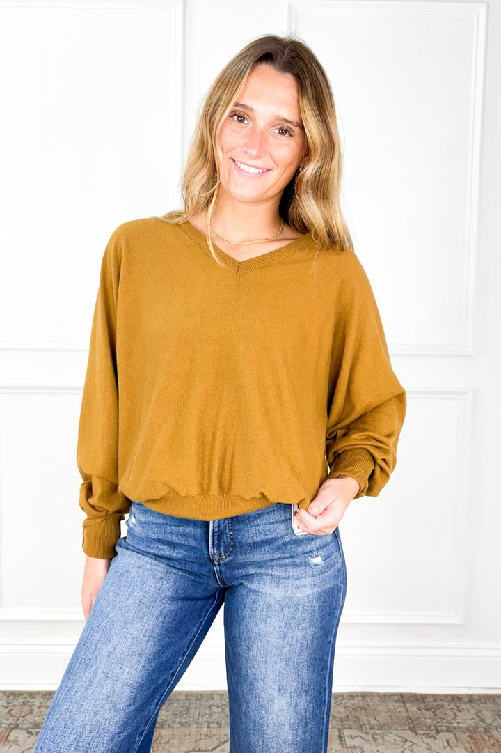 Effortless V-Neck Dolman Sweater
