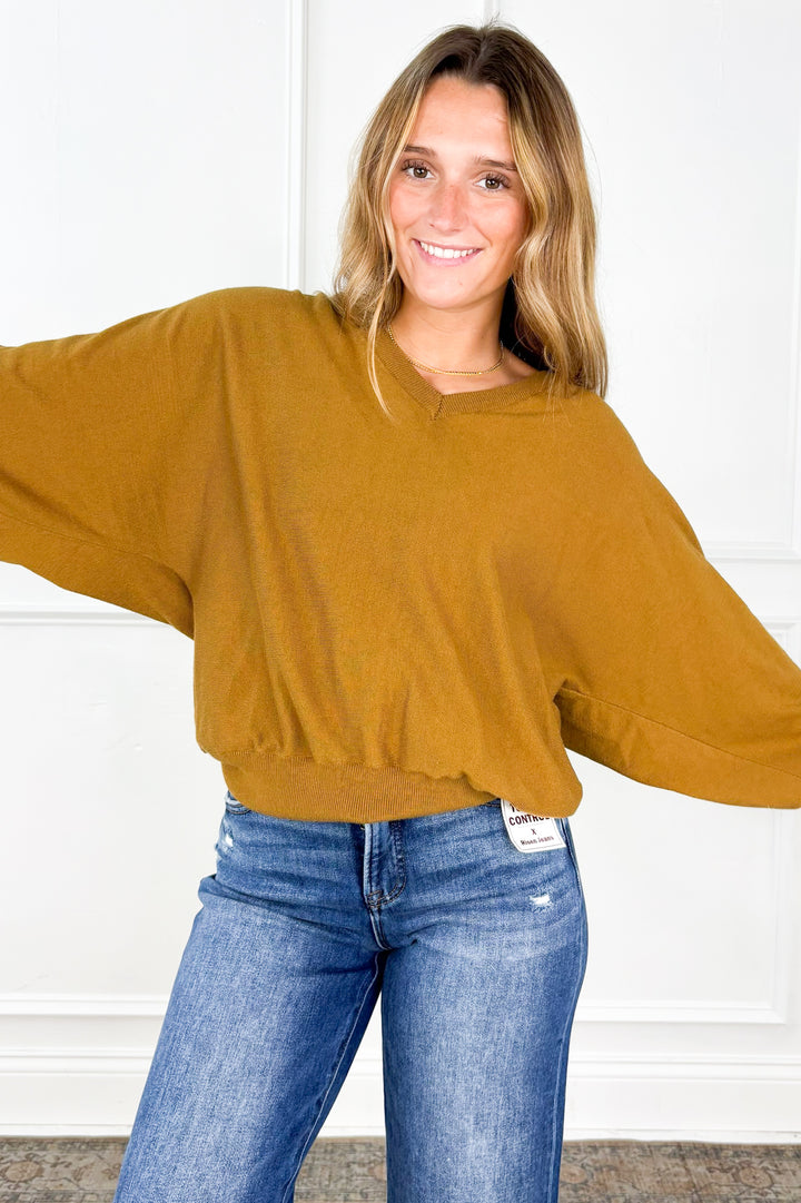 Effortless V-Neck Dolman Sweater