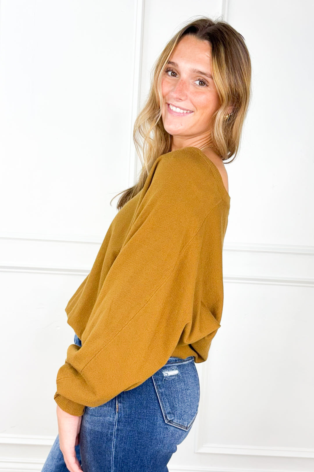 Effortless V-Neck Dolman Sweater