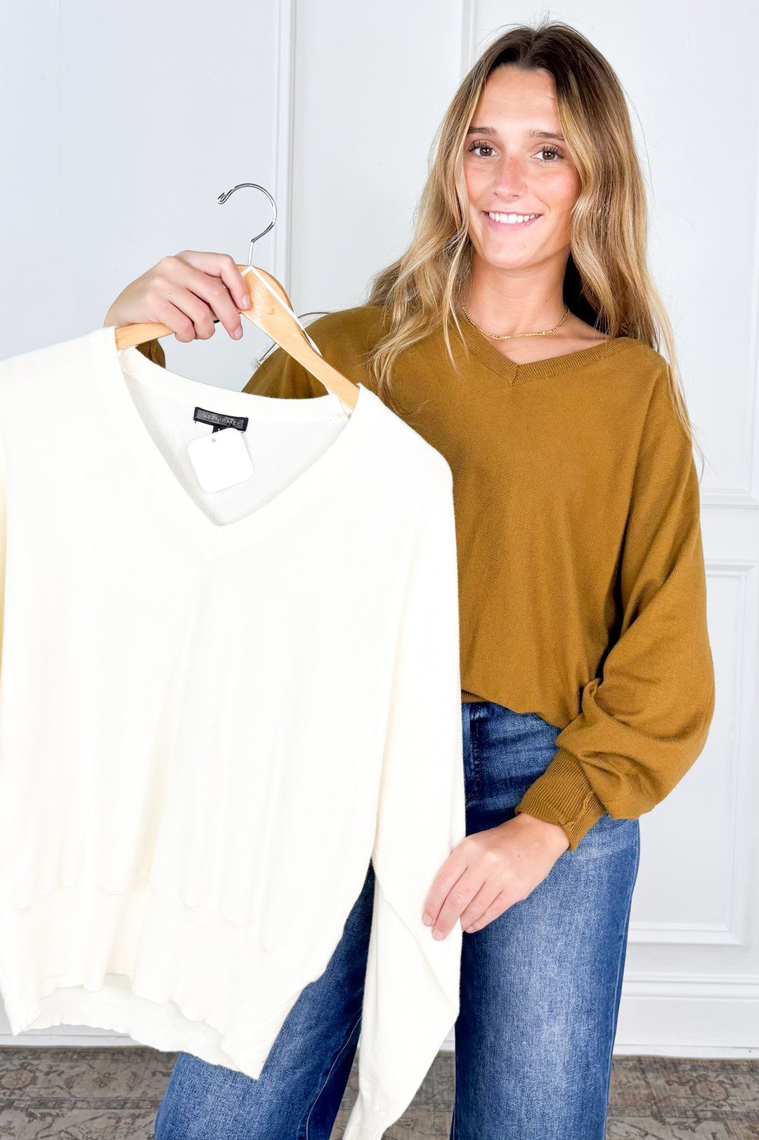 Effortless V-Neck Dolman Sweater