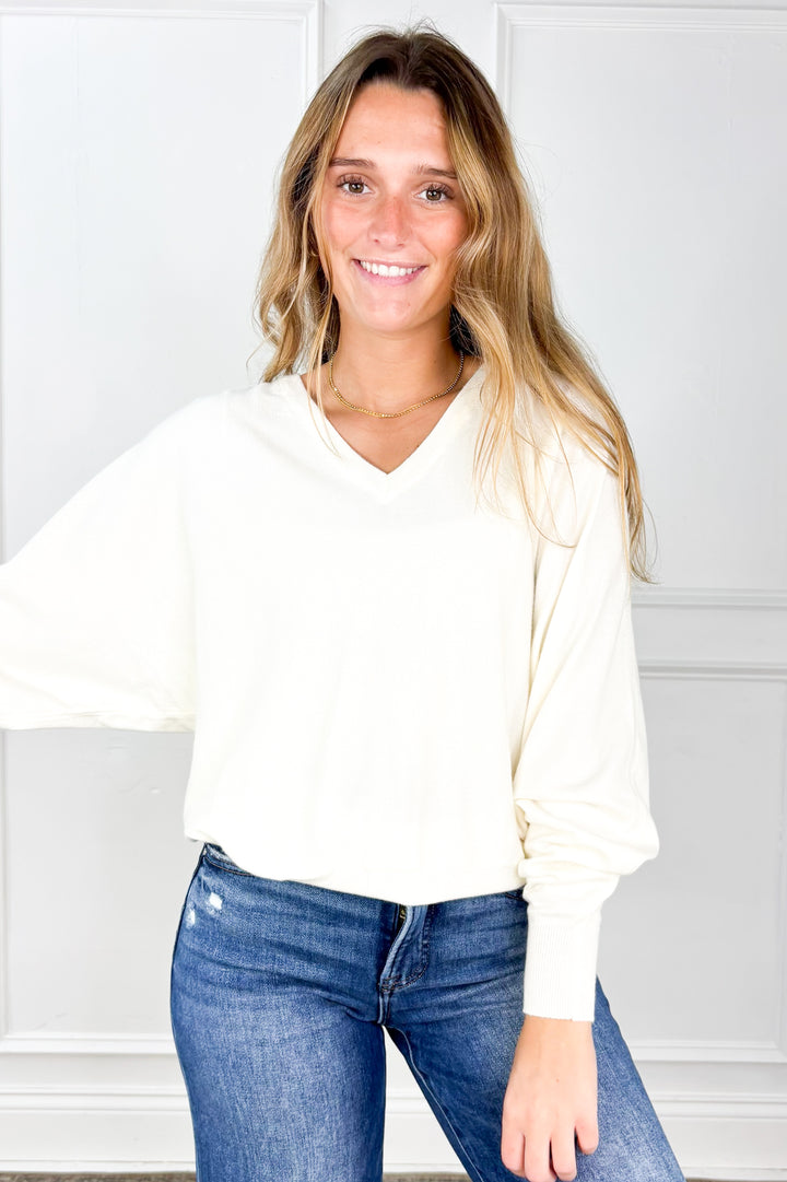 Effortless V-Neck Dolman Sweater