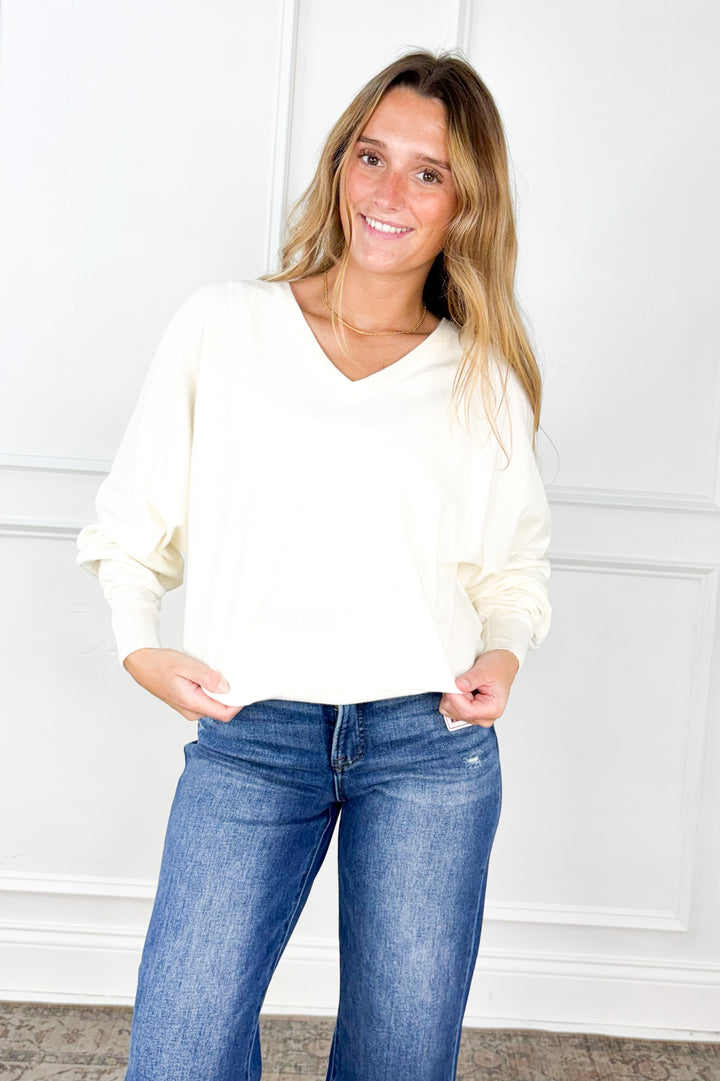 Effortless V-Neck Dolman Sweater