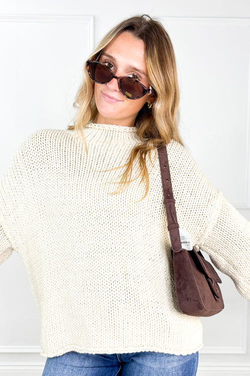 Rolled Neck Cropped Neck Sweater