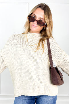 Rolled Neck Cropped Neck Sweater