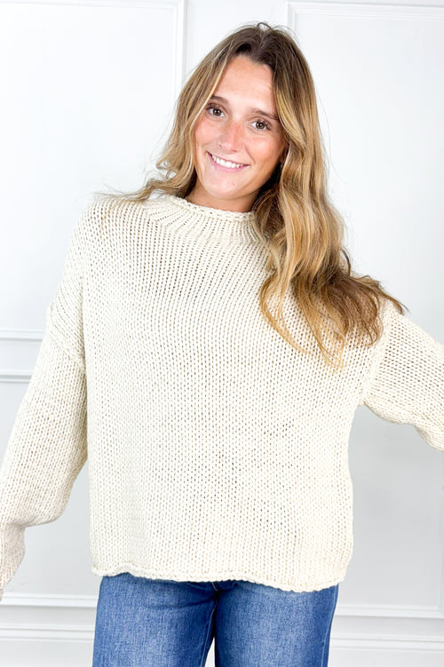 Rolled Neck Cropped Neck Sweater