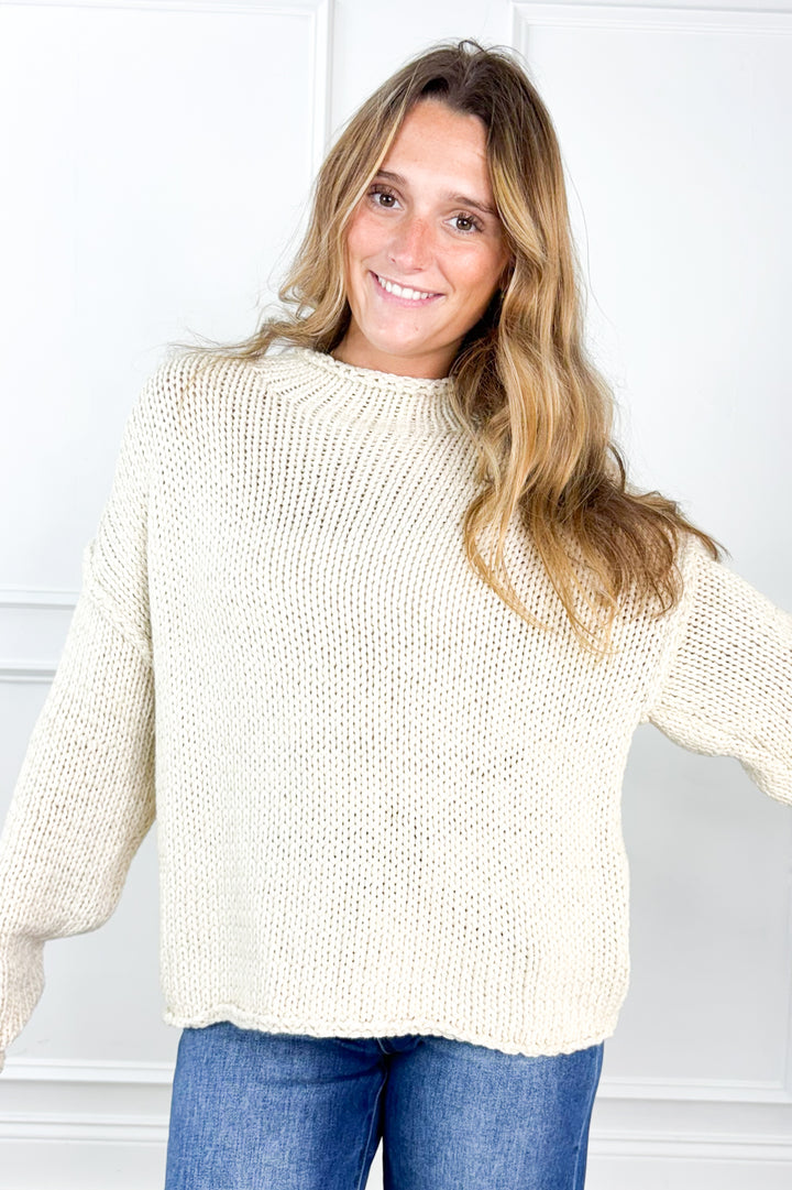 Rolled Neck Cropped Neck Sweater