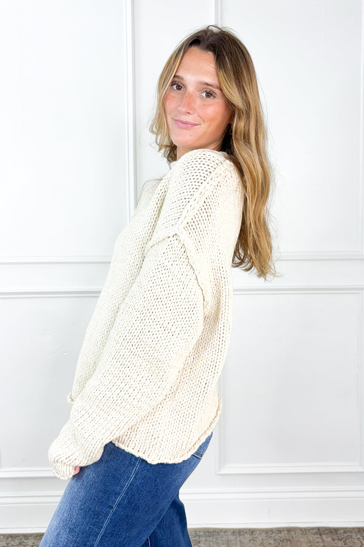 Rolled Neck Cropped Neck Sweater
