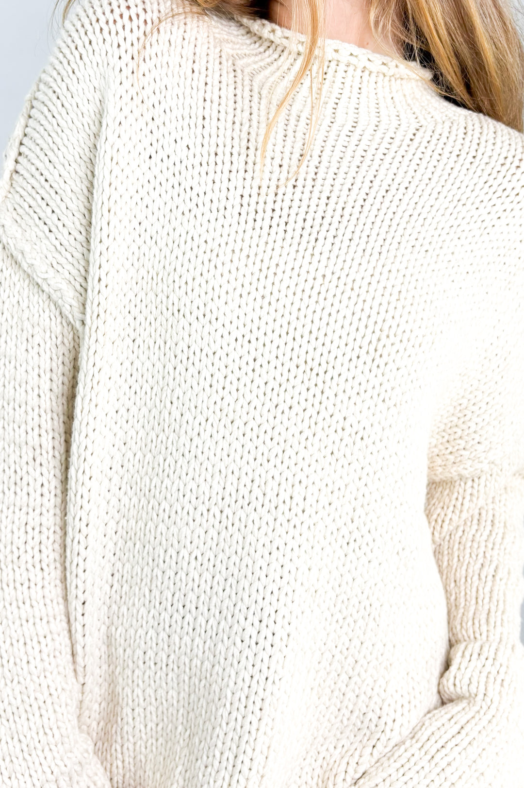 Rolled Neck Cropped Neck Sweater