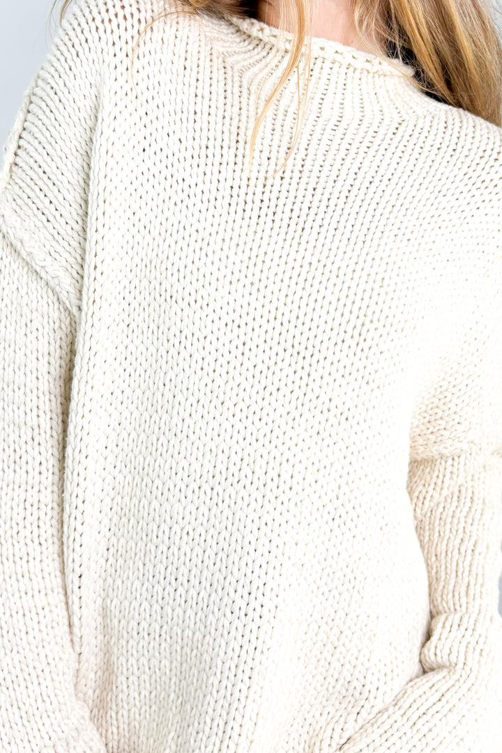 Rolled Neck Cropped Neck Sweater