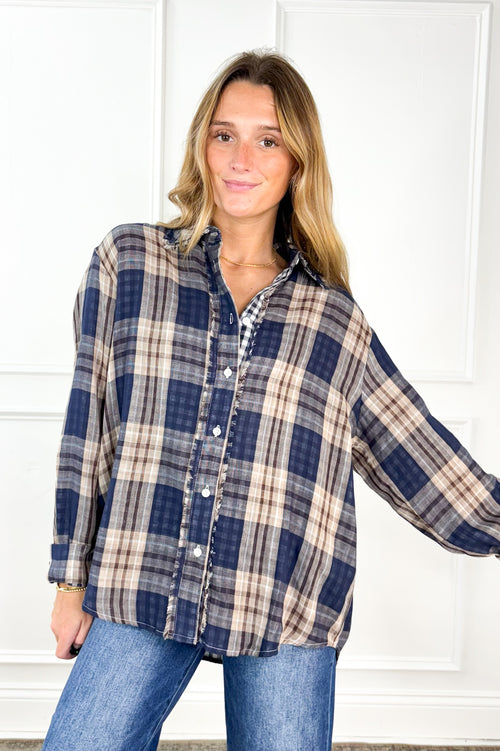 Everyday Charm Double Gauze Plaid Button Down
