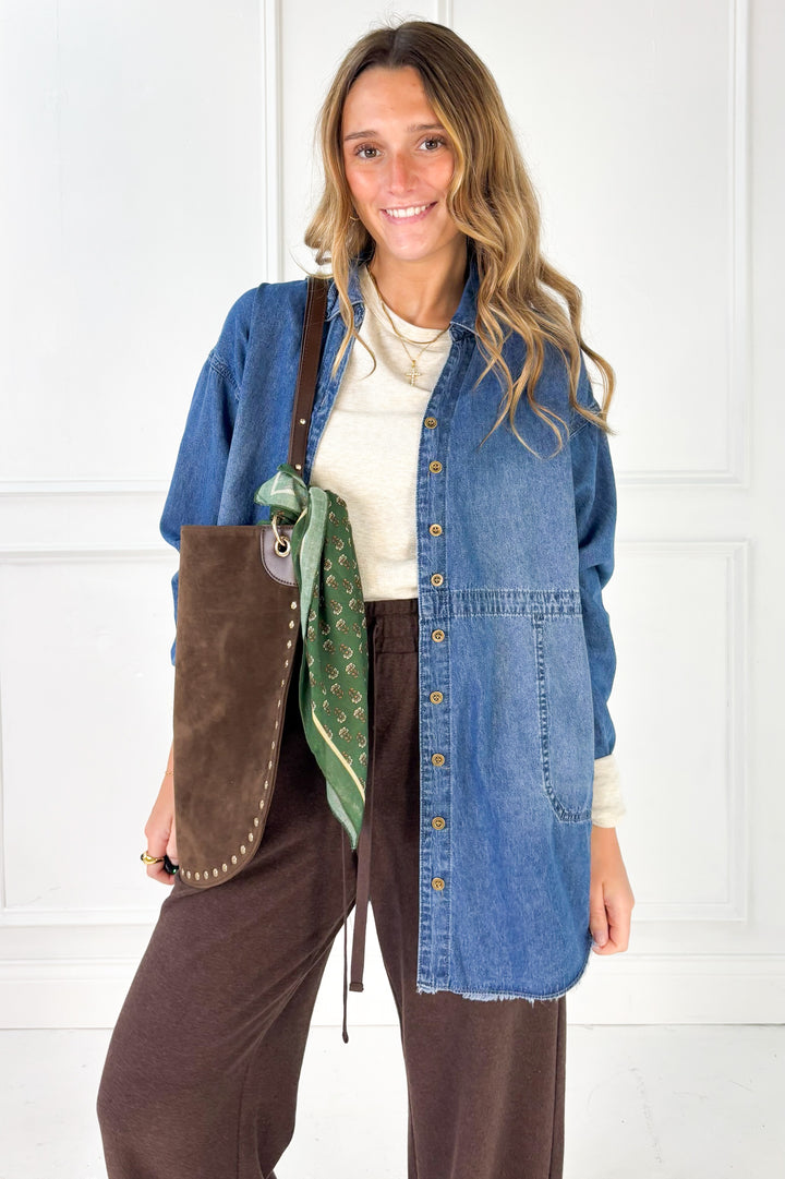 Rosalie Rivet Suede Hobo Bag