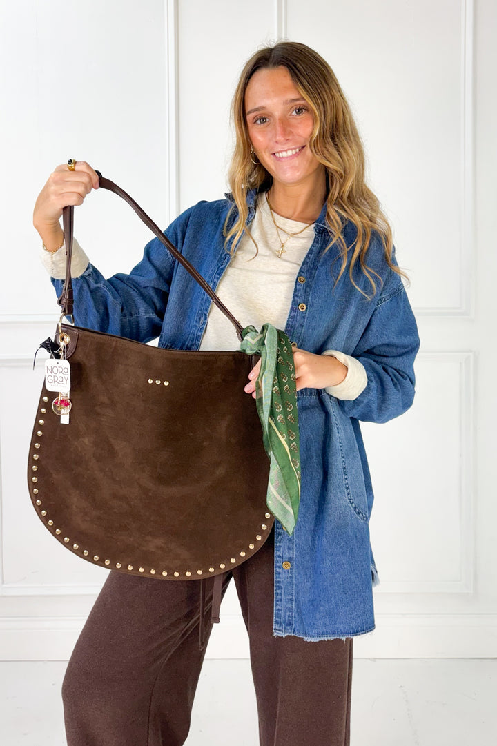 Rosalie Rivet Suede Hobo Bag