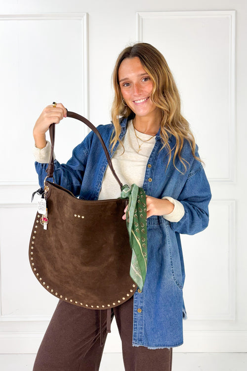 Rosalie Rivet Suede Hobo Bag