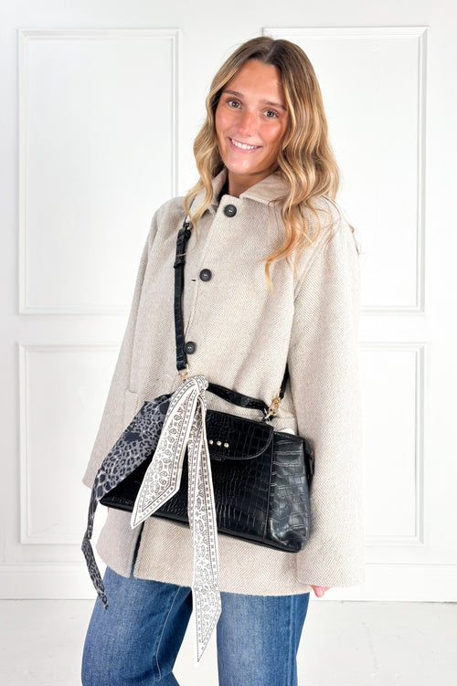 Elena Croc Embossed Crossbody