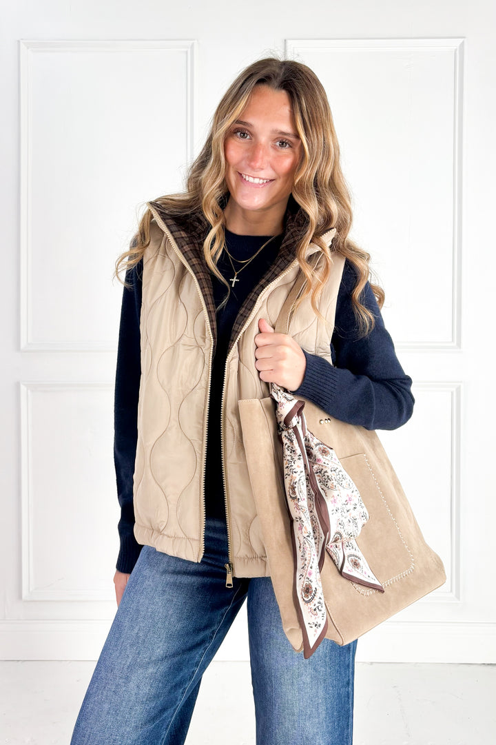 The Hadley Plaid Collar Vest