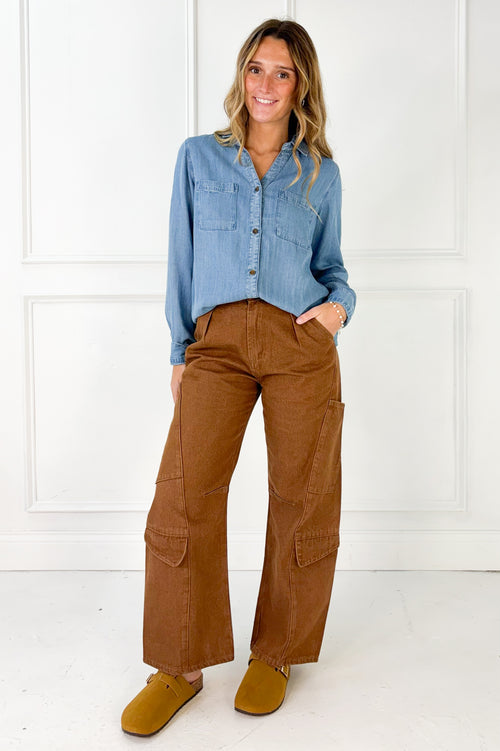 Washed Cargo Barrel Pants