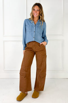 Washed Cargo Barrel Pants