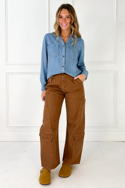 Washed Cargo Barrel Pants