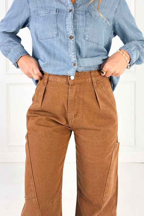 Washed Cargo Barrel Pants