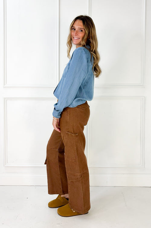 Washed Cargo Barrel Pants