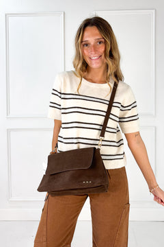 Miranda Suede Flap Crossbody Bag