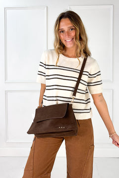 Miranda Suede Flap Crossbody Bag