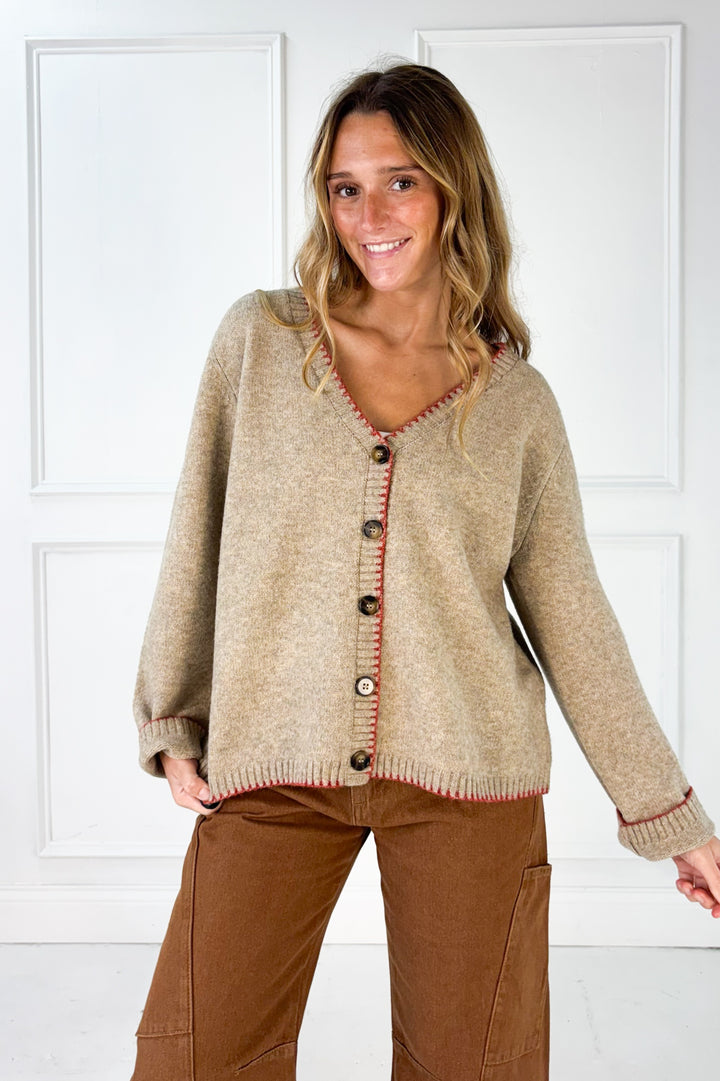 The Millie Contrast Stitch Cardigan