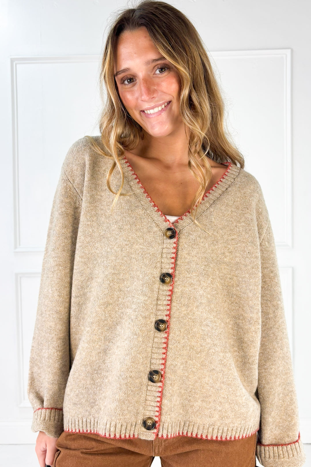 The Millie Contrast Stitch Cardigan