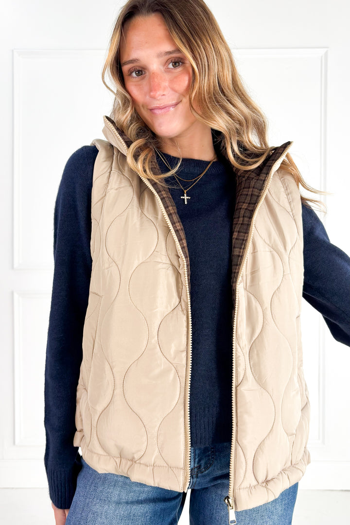 The Hadley Plaid Collar Vest