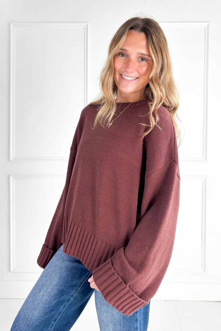 Cozy Cuff Oversized Sweater – Cocoa