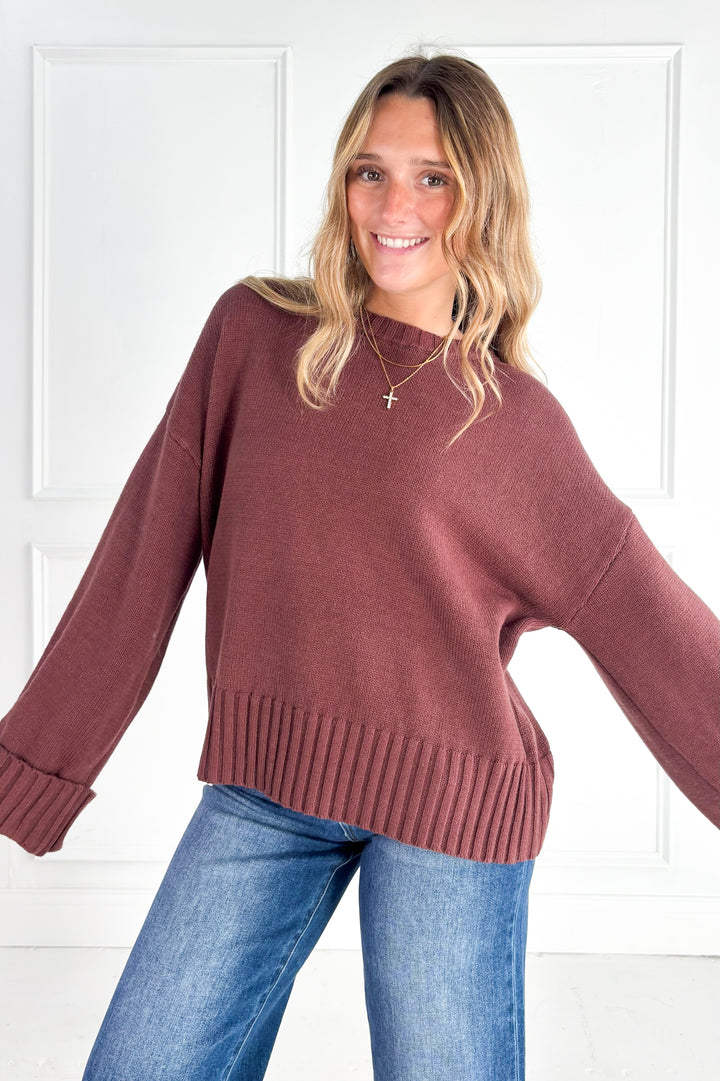 Cozy Cuff Oversized Sweater – Cocoa