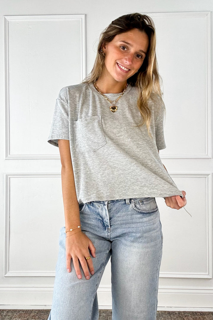 Round Neck Short Sleeve Pocket Tee