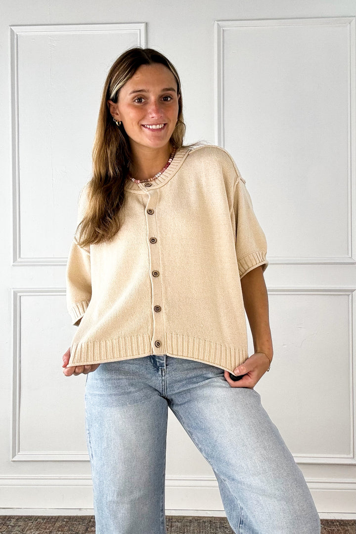 Effortless Knit Button Top
