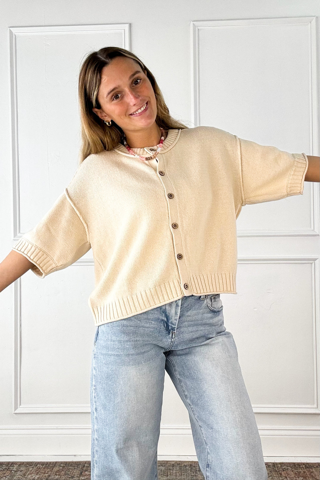 Effortless Knit Button Top