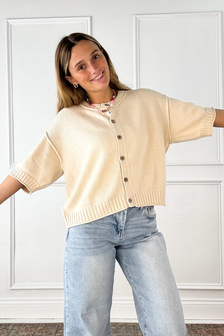Effortless Knit Button Top