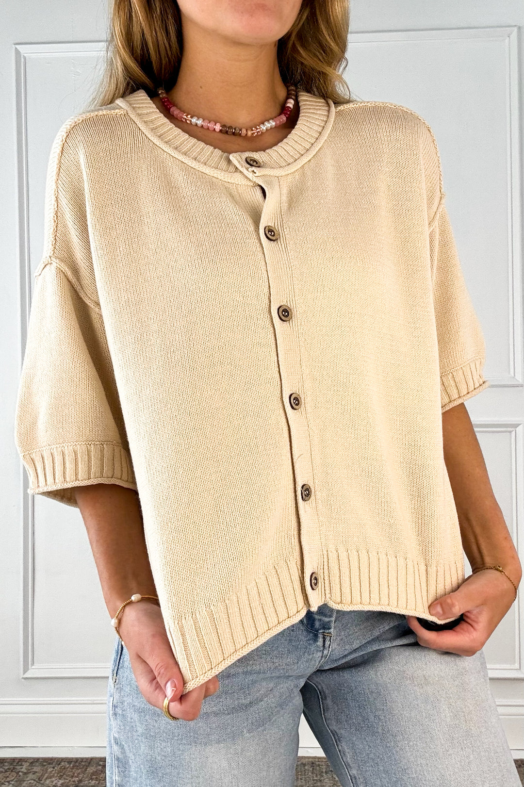 Effortless Knit Button Top