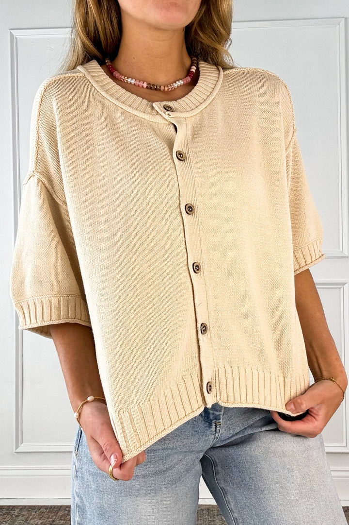 Effortless Knit Button Top