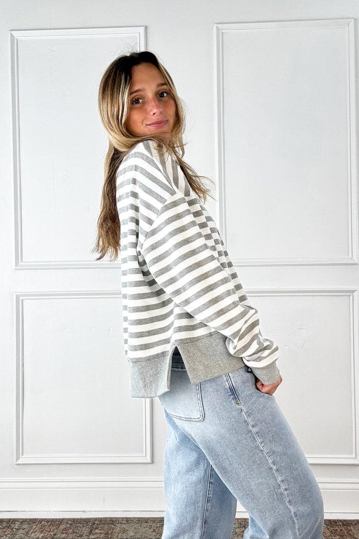 Soft Harbor Striped Henley Pullover