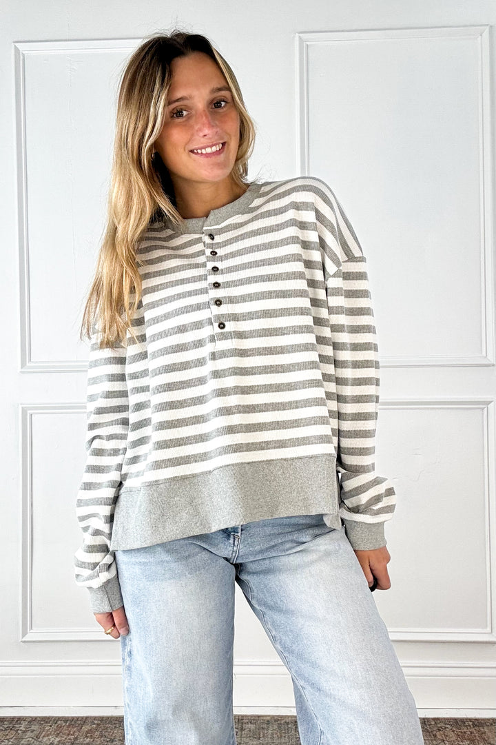 Soft Harbor Striped Henley Pullover