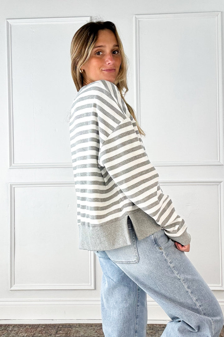 Soft Harbor Striped Henley Pullover