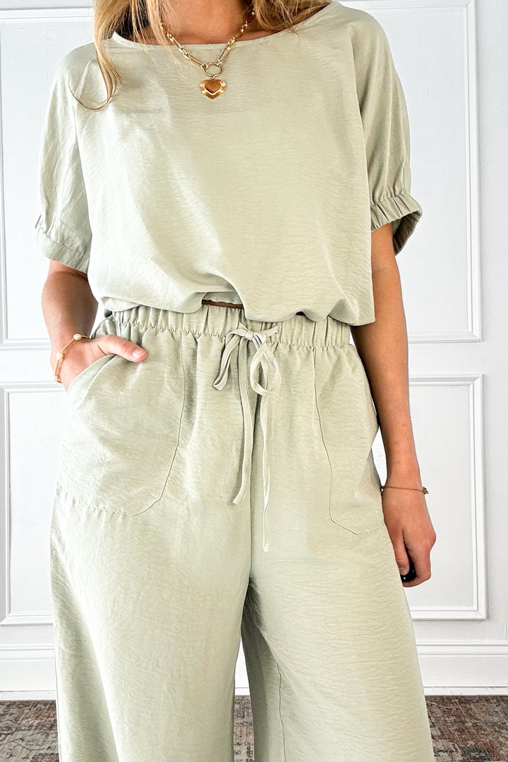 Sage Breeze Wide Leg Pants